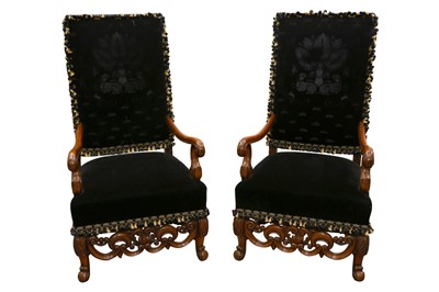 Lot 406 - A GOOD PAIR OF LOUIS XIV STYLE ARMCHAIRS