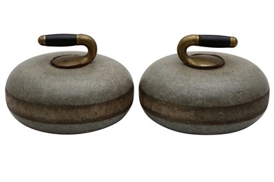 Lot 1718 - A PAIR OF VINTAGE CURLING STONES