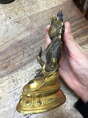 Lot 355 - A SINO-TIBETAN GILT-BRONZE FIGURE OF BUDDHA AMITAYUS