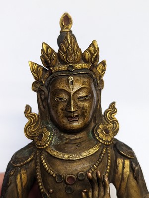 Lot 355 - A SINO-TIBETAN GILT-BRONZE FIGURE OF BUDDHA AMITAYUS