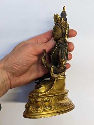 Lot 355 - A SINO-TIBETAN GILT-BRONZE FIGURE OF BUDDHA AMITAYUS