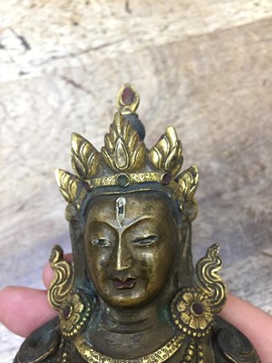 Lot 355 - A SINO-TIBETAN GILT-BRONZE FIGURE OF BUDDHA AMITAYUS