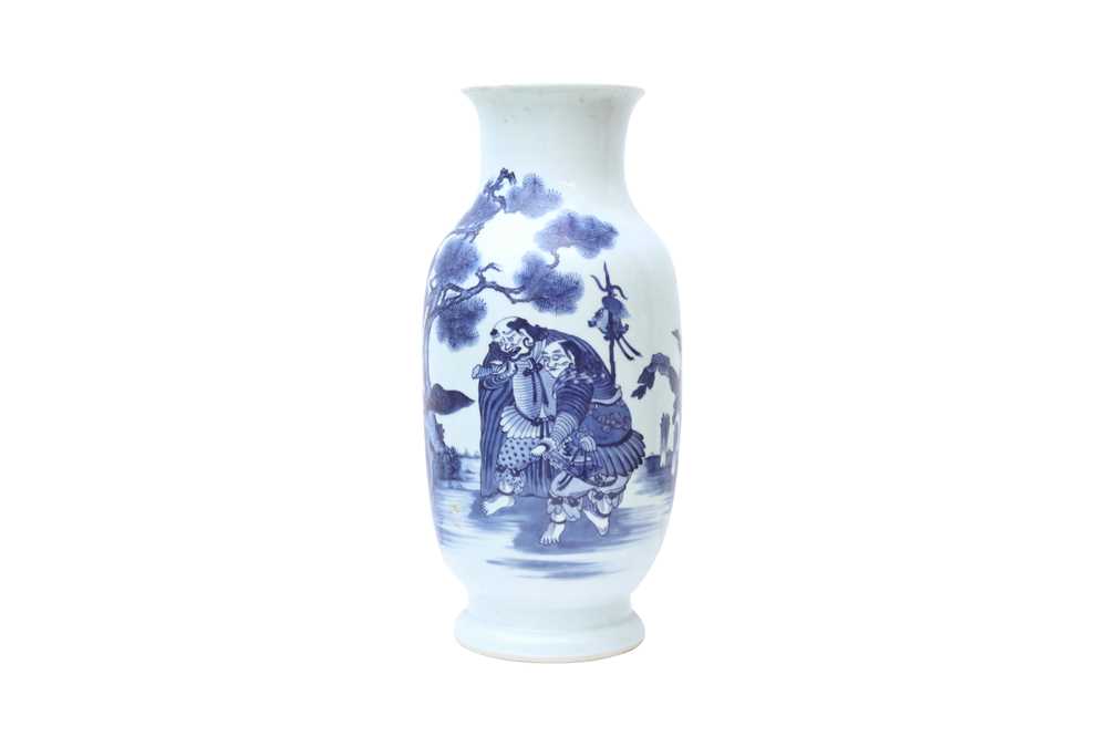 Lot 104 - A CHINESE BLUE AND WHITE 'FIGURATIVE' VASE