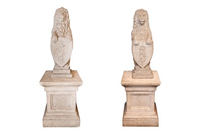 Lot 1463 - A PAIR OF COMPOSITION STONE GATE POST FINIALS