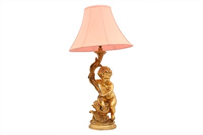 Lot 1814 - A GILT FIGURAL TABLE LAMP