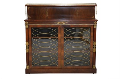 Lot 1448 - A REGENCY ROSEWOOD AND BRASS CHIFFONIER