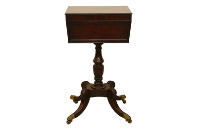 Lot 1434 - A REGENCY MAHOGANY TEAPOY