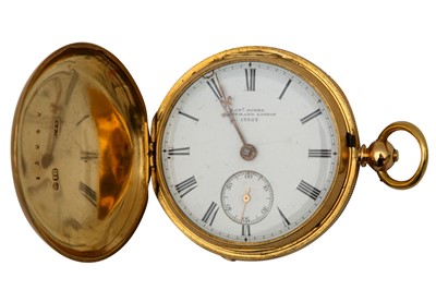Lot 1109 - AN 18K YELLOW GOLD FULL HUNTER FUSEE POCKET WATCH