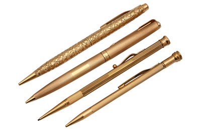 Lot 1006 - A GROUP OF FOUR GOLD PROPELLING PENCILS