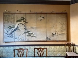 Lot 279 - A PAIR OF JAPANESE KANO SCHOOL SIX-FOLD PAPER SCREENS, BYOBU