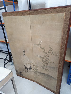 Lot 279 - A PAIR OF JAPANESE KANO SCHOOL SIX-FOLD PAPER SCREENS, BYOBU