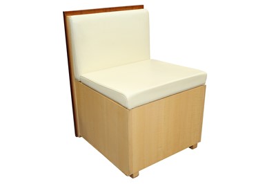 Lot 1806 - A CONTEMPORARY METAMORPHIC QUILTED MAPLE VENEERED DESK AND CHAIR