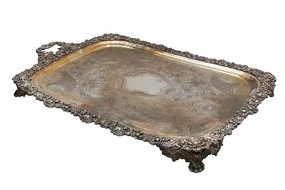 Lot 1266 - A VERY LARGE GEORGE IV OLD SHEFFIELD SILVER PLATE TRAY, SHEFFIELD CIRCA 1820