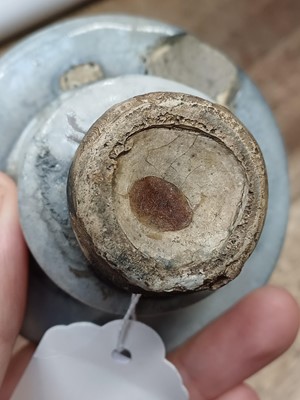 Lot 658 - A SMALL CHINESE CIZHOU GREY-GLAZED LAMP BASE