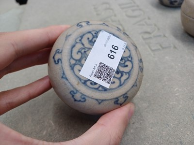 Lot 616 - THREE CHINESE BLUE AND WHITE BOXES AND COVERS