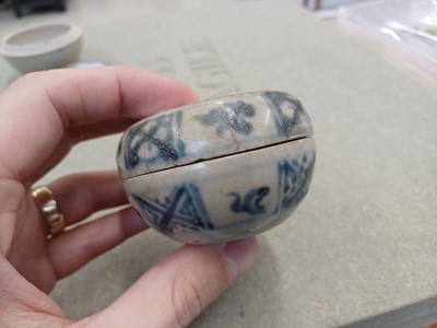 Lot 616 - THREE CHINESE BLUE AND WHITE BOXES AND COVERS