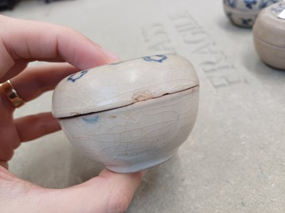 Lot 616 - THREE CHINESE BLUE AND WHITE BOXES AND COVERS