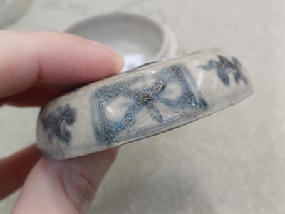 Lot 616 - THREE CHINESE BLUE AND WHITE BOXES AND COVERS