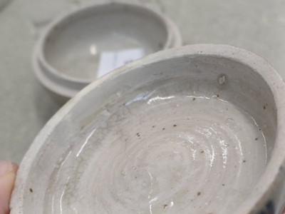 Lot 616 - THREE CHINESE BLUE AND WHITE BOXES AND COVERS