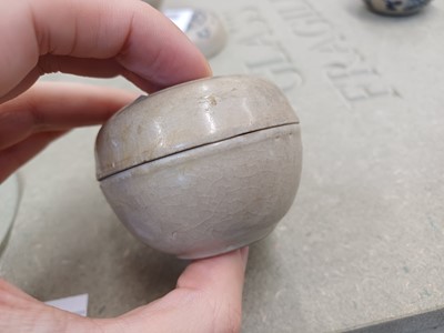 Lot 616 - THREE CHINESE BLUE AND WHITE BOXES AND COVERS