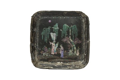 Lot 520 - A SMALL CHINESE MOTHER-OF-PEARL-INLAID LACQUER TRAY