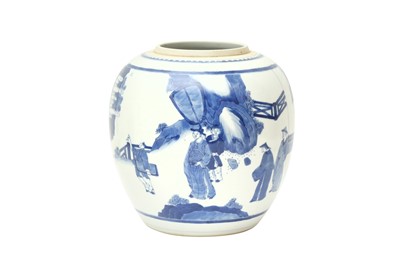 Lot 171 - A CHINESE BLUE AND WHITE FIGURATIVE JAR