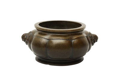 Lot 47 - A CHINESE BRONZE LOBED CENSER