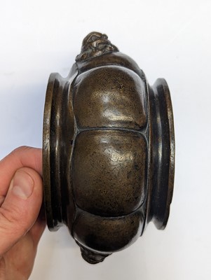 Lot 47 - A CHINESE BRONZE LOBED CENSER