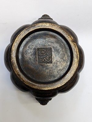 Lot 47 - A CHINESE BRONZE LOBED CENSER