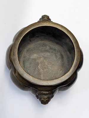 Lot 47 - A CHINESE BRONZE LOBED CENSER