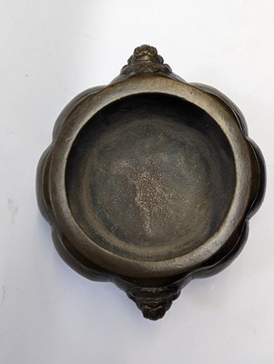 Lot 47 - A CHINESE BRONZE LOBED CENSER