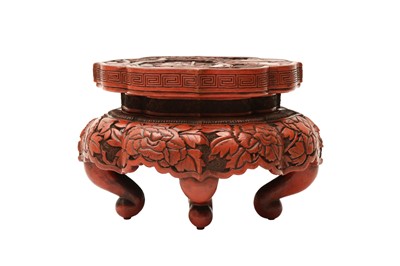 Lot 296 - A JAPANESE CINNABAR LACQUER INCENSE BURNER STAND