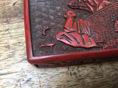 Lot 77 - A CHINESE CINNABAR LACQUER TIERED BOX AND COVER