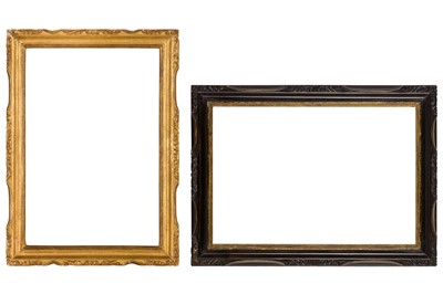 Lot 137 - CHINA TRADE 19TH CENTURY CARVED, EBONISED, POLISHED AND GILDED SWEPT FRAMES (2)