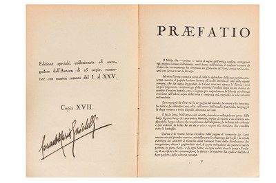 Lot 5 - Lunelli (Italo) Pagine della Nostra Fede, signed and inscribed by Mussolini