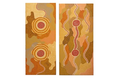 Lot 455 - WILLIAM SANDY A PAIR OF TWO ABORIGAL PAINTINGS