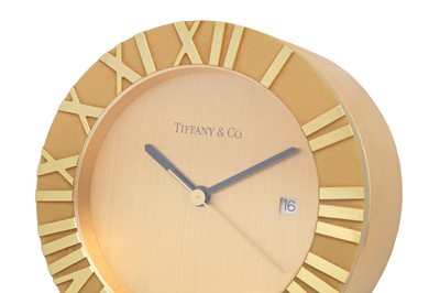 Lot 87 - A TIFFANY & CO ATLAS BRASS TABLE CLOCK