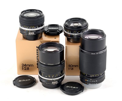 Lot 177 - Group of Four Nikkor Manual Focus Lenses.