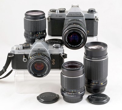 Lot 158 - Pentax PK Film Cameras & Lenses