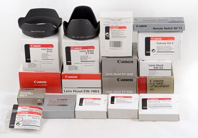 Lot 195 - Selection of Canon Lens Hoods, Close-Up Lenses, Polarizing Filters etc.