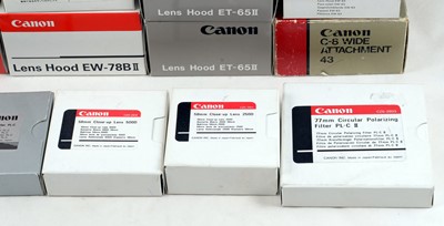 Lot 195 - Selection of Canon Lens Hoods, Close-Up Lenses, Polarizing Filters etc.