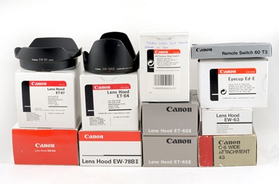 Lot 195 - Selection of Canon Lens Hoods, Close-Up Lenses, Polarizing Filters etc.