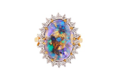 Lot 35 - AN OPAL AND DIAMOND CLUSTER RING, CIRCA 1996