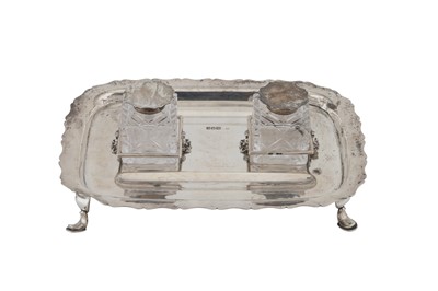 Lot 131 - A Victorian sterling silver inkstand, London 1898 by William Hutton and Sons