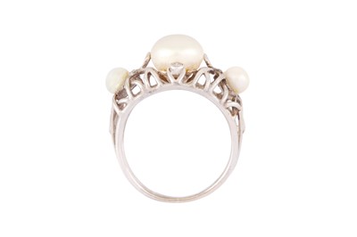 Lot 66 - A THREE NATURAL PEARL RING