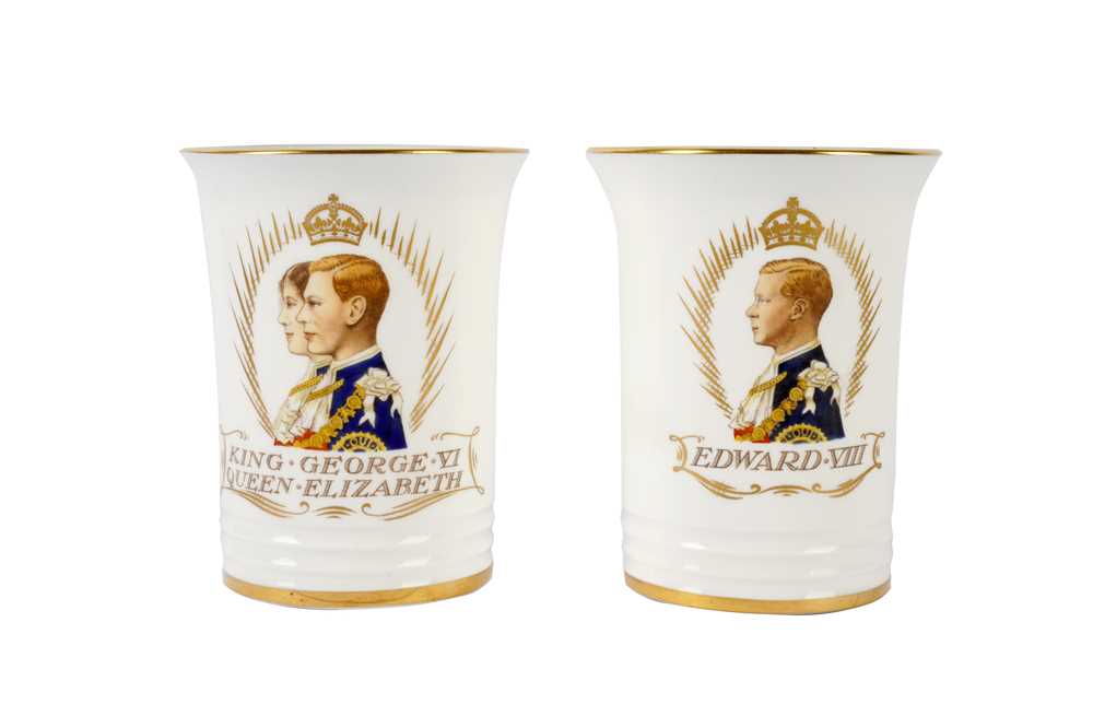 Lot 235 - TWO MINTON BONE CHINA COMMEMORATIVE BEAKERS