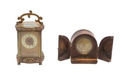 Lot 81 - A LATE VICTORIAN CARRIAGE CLOCK AND TRAVEL DESK CLOCK