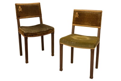 Lot 46 - A PAIR OF GEORGE VI LIMED-OAK CORONATION CHAIRS