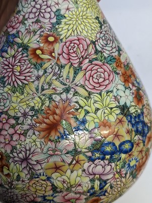 Lot 103 - A CHINESE FAMILLE-ROSE 'MILLEFLEUR' VASE, YUHUCHUNPING