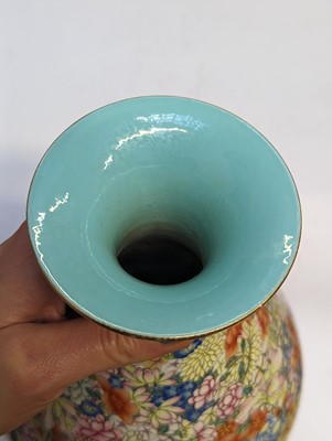 Lot 103 - A CHINESE FAMILLE-ROSE 'MILLEFLEUR' VASE, YUHUCHUNPING